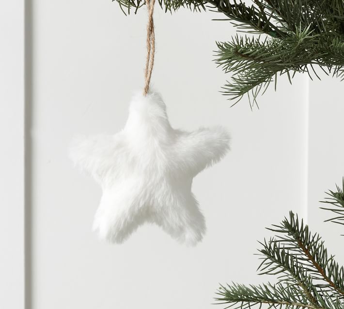 Fuzzy Faux Fur Star Ornament - Set of 3 | Pottery Barn (US)