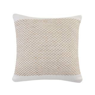 LR Home Interwoven Jute Off - White / Tan Latticework Cozy Poly-Fill 20 in. x 20 in. Indoor Throw... | The Home Depot