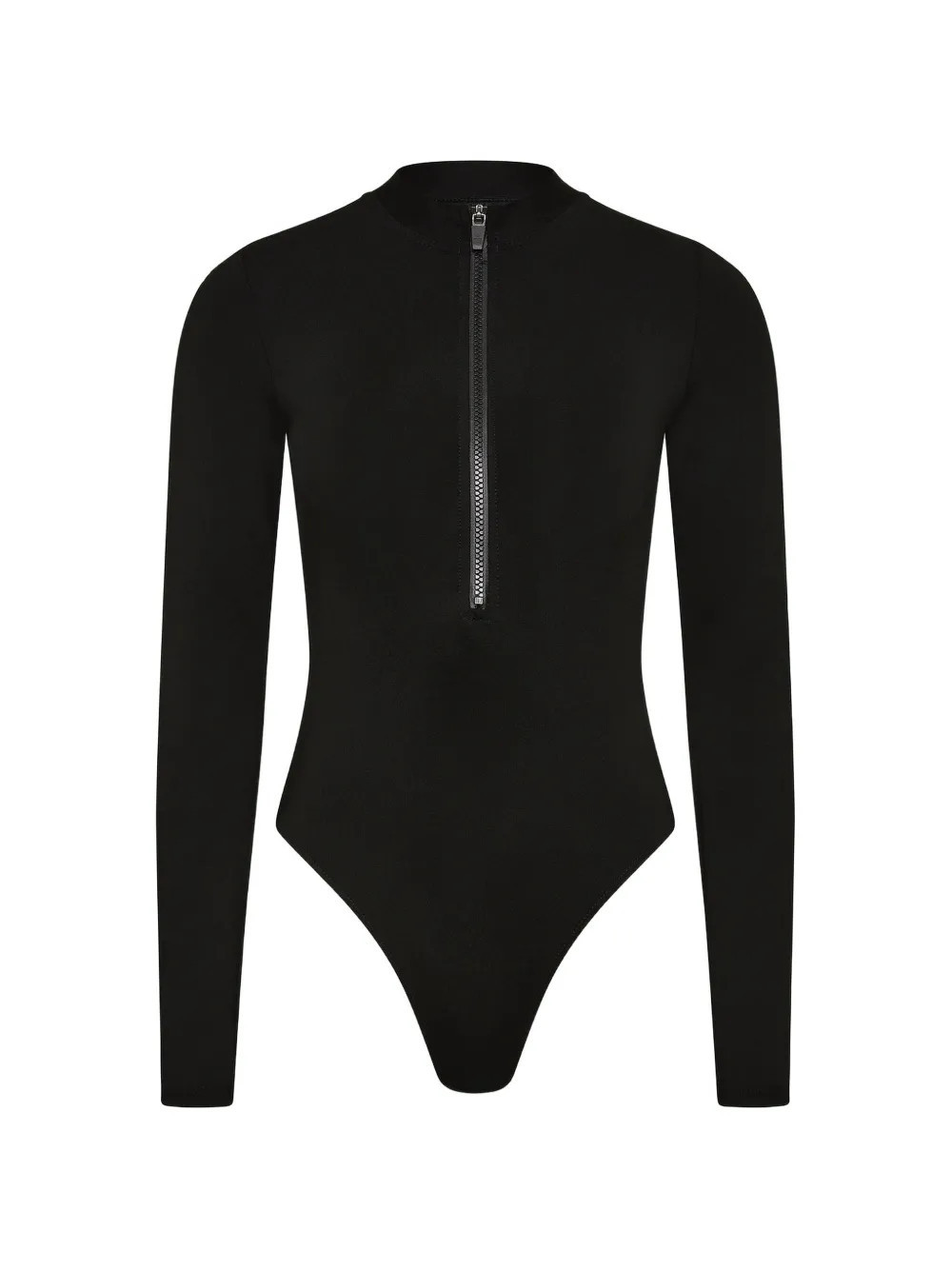 BONDI BORN Parker long-sleeve zip-front swimsuit - Black | Farfetch Global