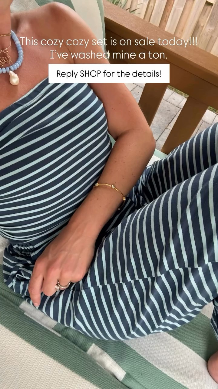 This cozy cozy set is on sale today!!! I’ve washed mine a ton.  Reply SHOP for the details!