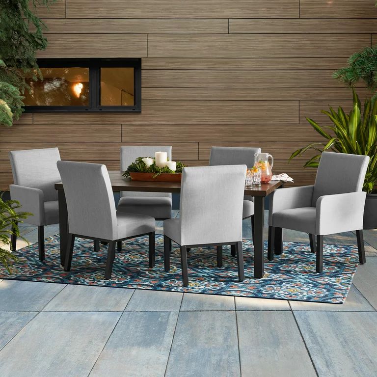 Better Homes & Gardens Ellington 7-Piece Upholstered Sling Outdoor Dining Set, Gray | Walmart (US)