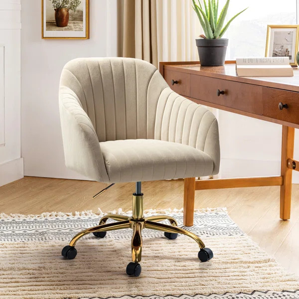 Adan Modern Velvet Task Chair withWood Frame and Back | Wayfair North America