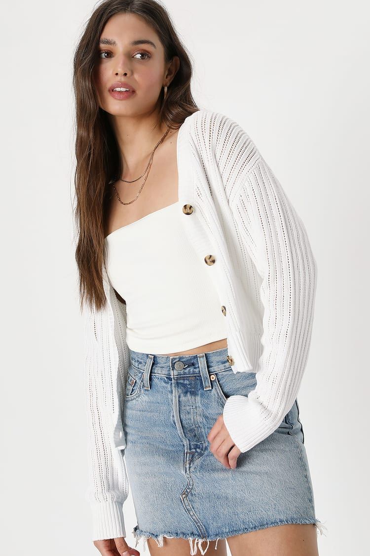 Fresh Feeling White Open Knit Button-Up Cardigan Sweater | Lulus