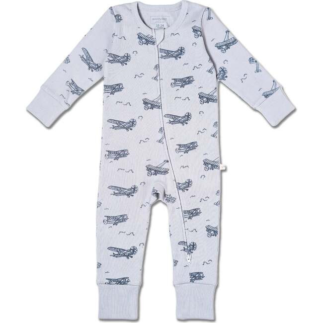 Organic 2-Way Zip Romper, Airplanes | Maisonette