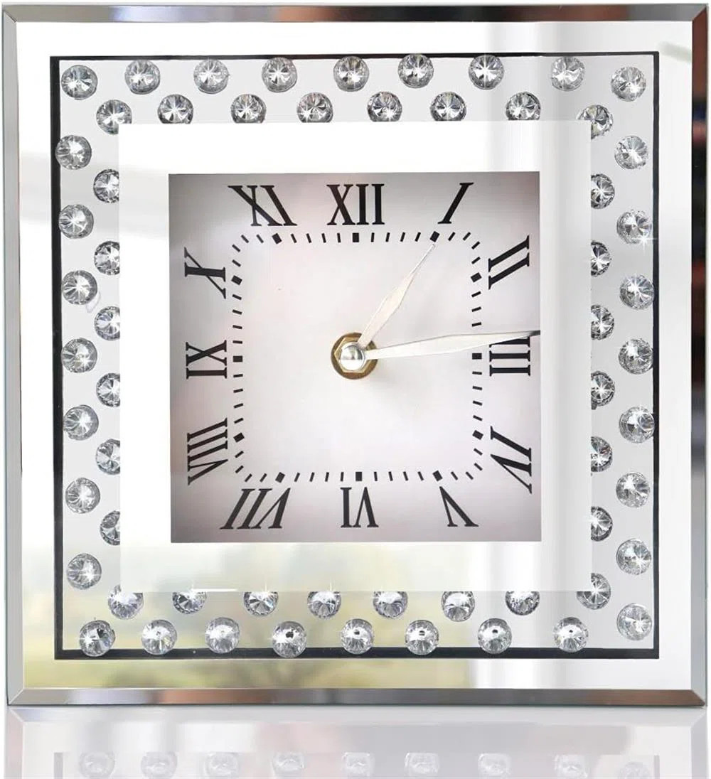 Sparkling Square Mirror Desktop Decorative ClockByMercer41 | Wayfair North America