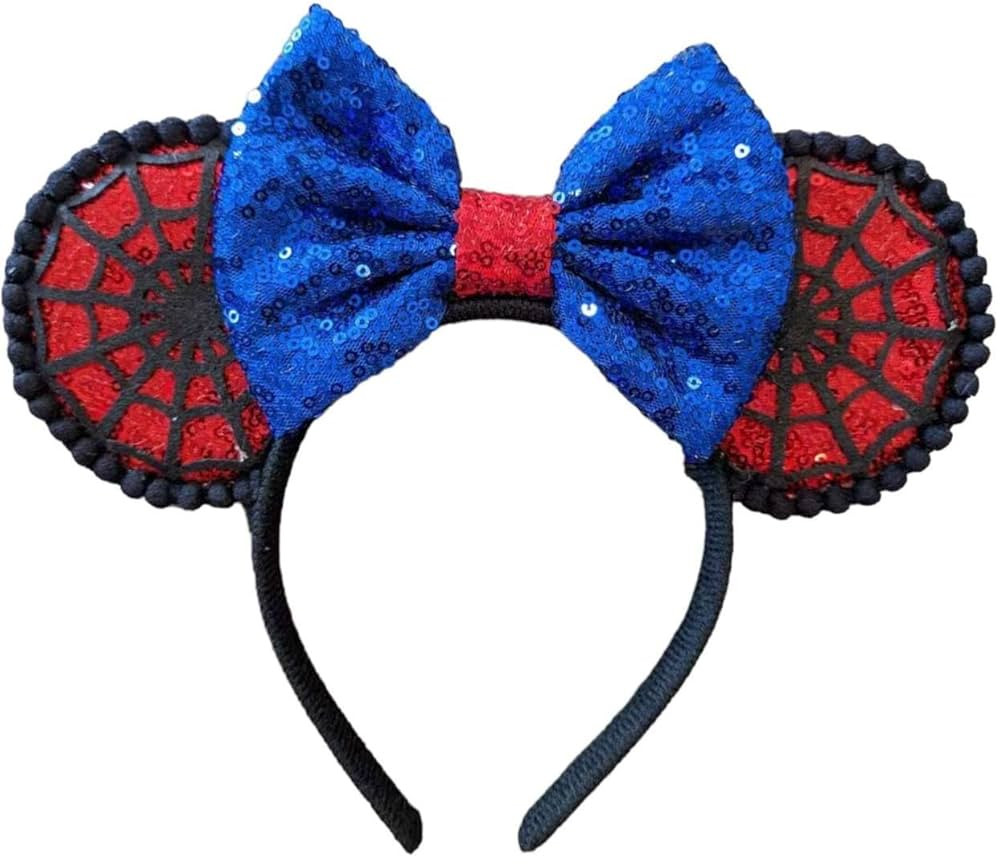 CLGIFT Avengers Minnie Ears, Handmade flexible headband, Shiny, Bow Size - 5 inches, Red and Blue... | Amazon (US)