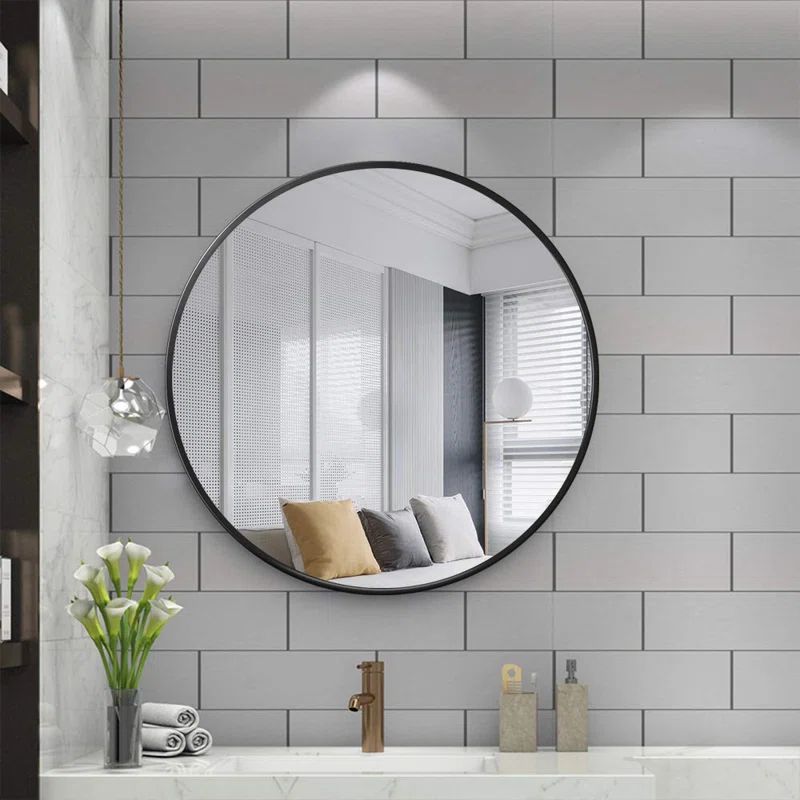New Milford Round Metal Wall Mirror | Wayfair North America