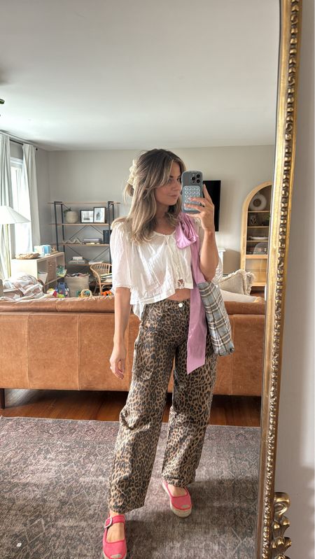 I love this outfit SO much. Leopard parts are damson madder size 10. Also linking these Amazon ones that are SO similar. 

Top is a size small and espadrilles run tts 