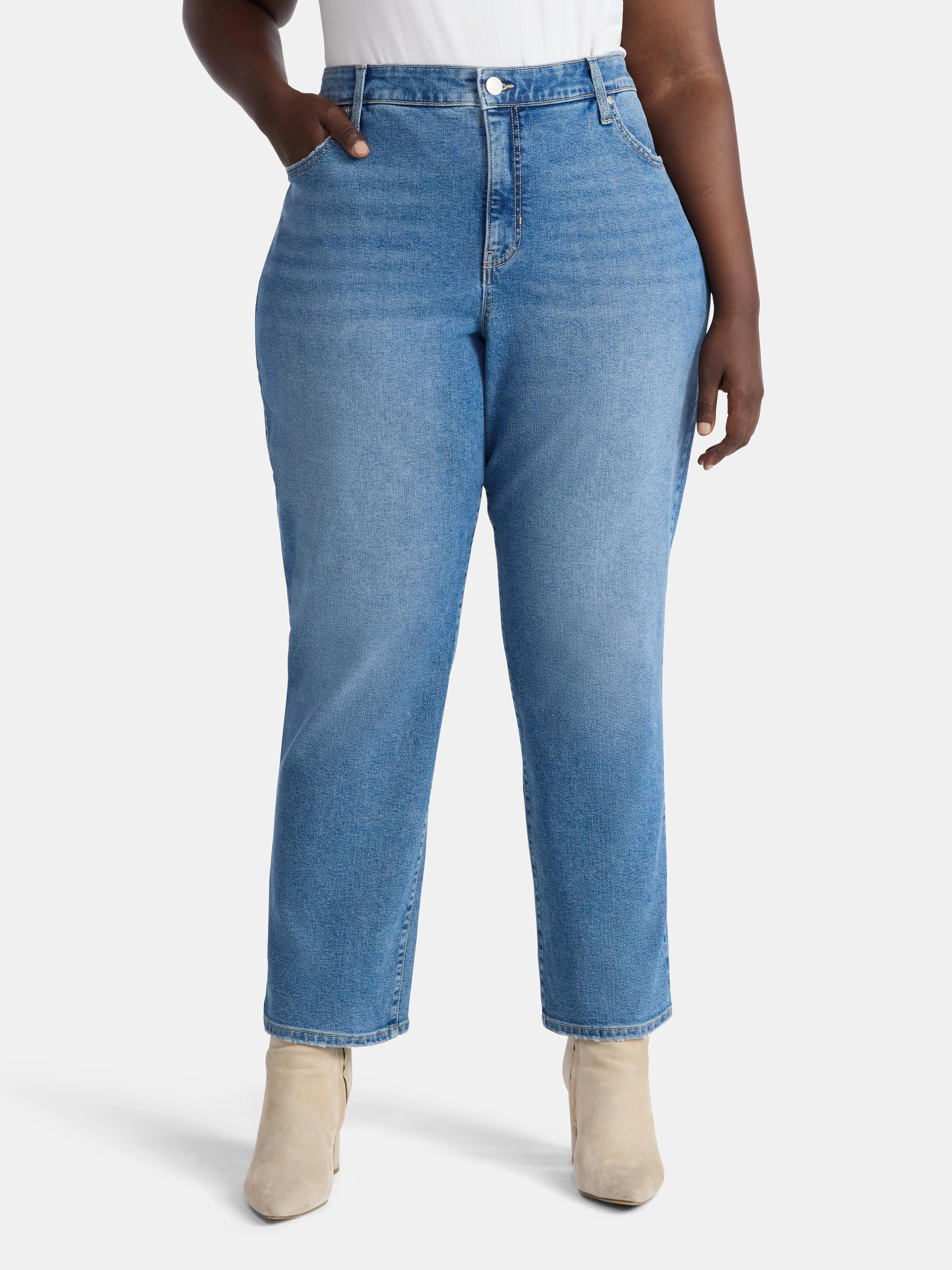 Terra & Sky Women's Plus Size Straight High Rise Jeans, Sizes 16W-26W | Walmart (US)