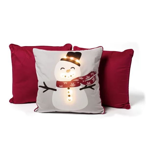 Snowman Light Up Square Throw Pillow Set (Set of 3) | Wayfair North America
