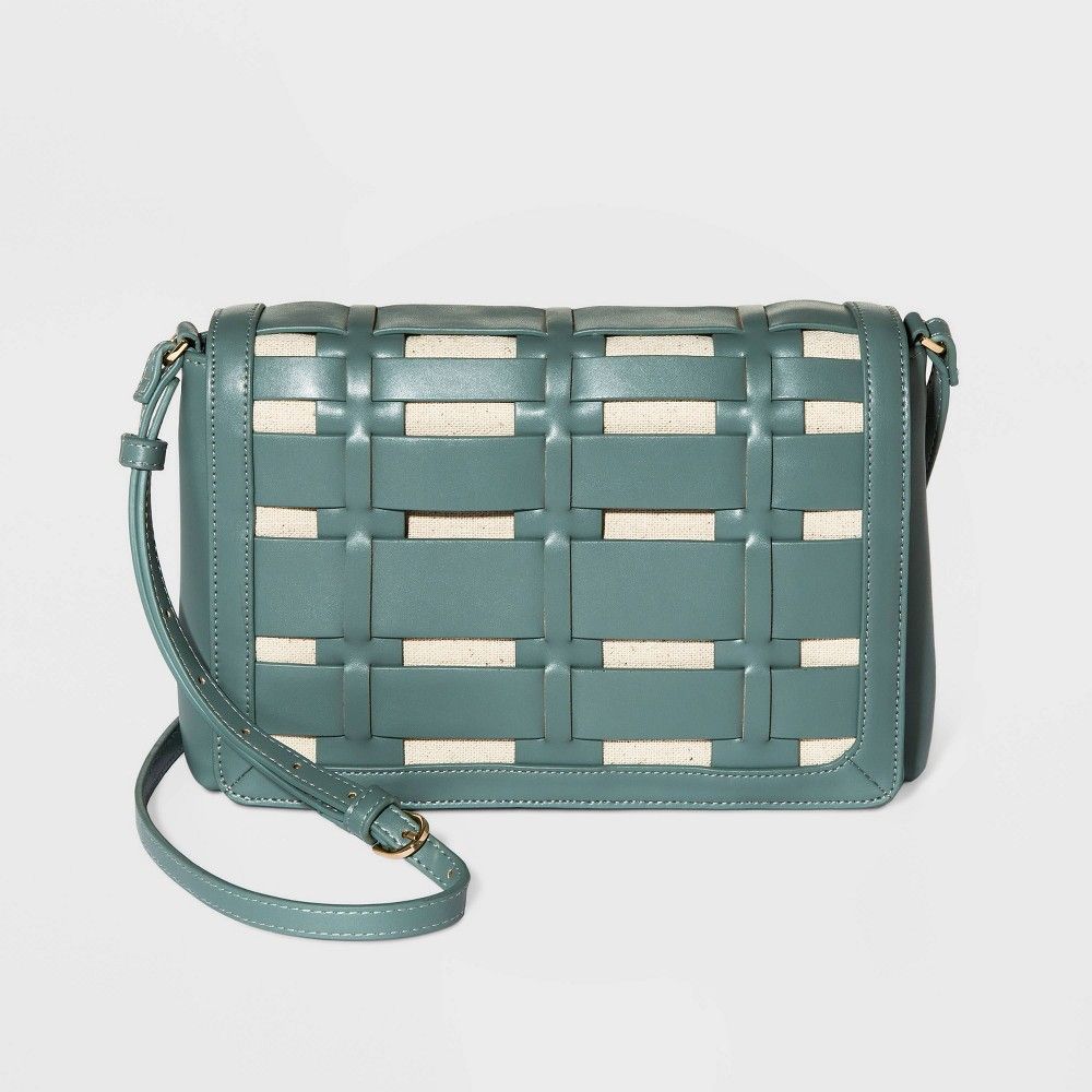 Basket Weave Woven Crossbody Bag - A New Day Teal Blue | Target