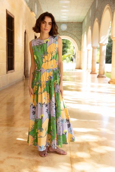 Sleeveless Piped Maxi- Stockholm Green | Oliphant Design
