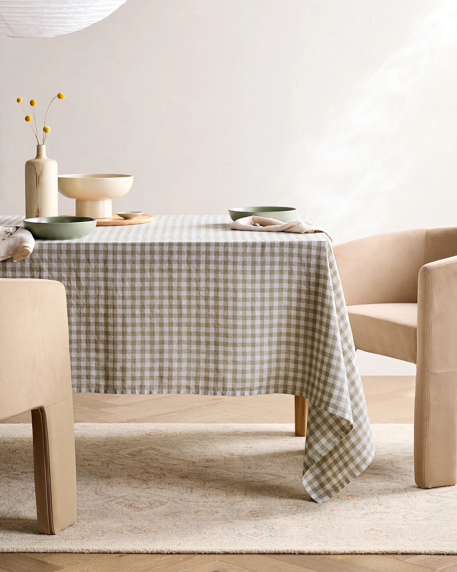 European Linen Gingham Tablecloth in Willowleaf | Quince