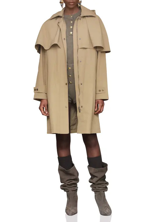 Avec Les Filles Hooded Cape Raincoat in Wheat at Nordstrom, Size Large | Nordstrom