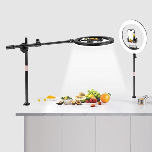 UBeesize 12" Ring Light with Overhead Phone Mount, LED Ring Light with Phone Holder and Stand, Desk Light Ring for iPhone,Cameras, Selfie Light for Live Streaming,Video Recording, Content Creation | Amazon (US)