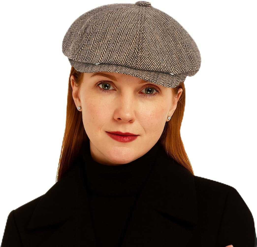 Women’s Wool Blend Tweed Newsboy Cap Stylish Vintage Irish Gatsby Flat Cap Fall & Winter | Amazon (US)