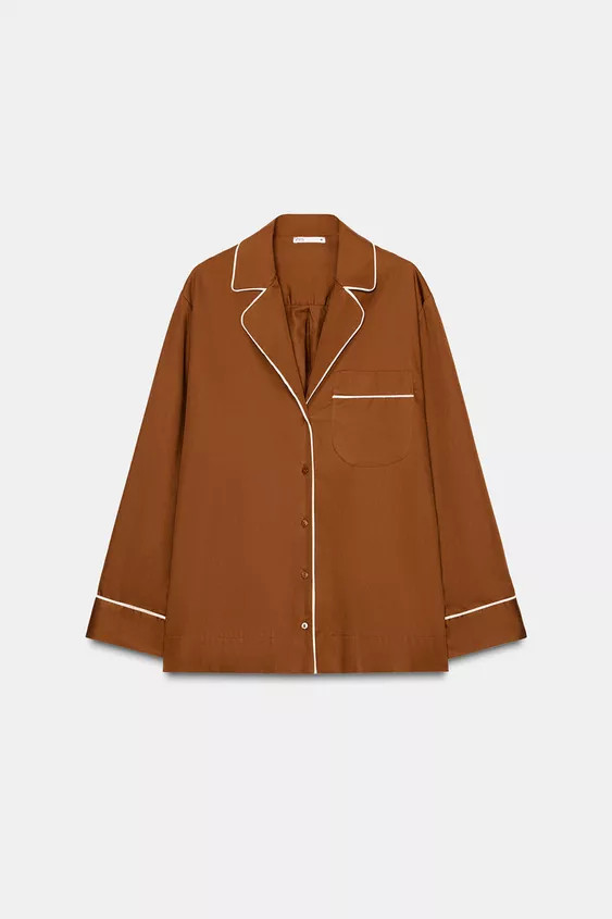 POPELINHEMD IM PYJAMA-STIL MIT KONTRAST | Zara DE