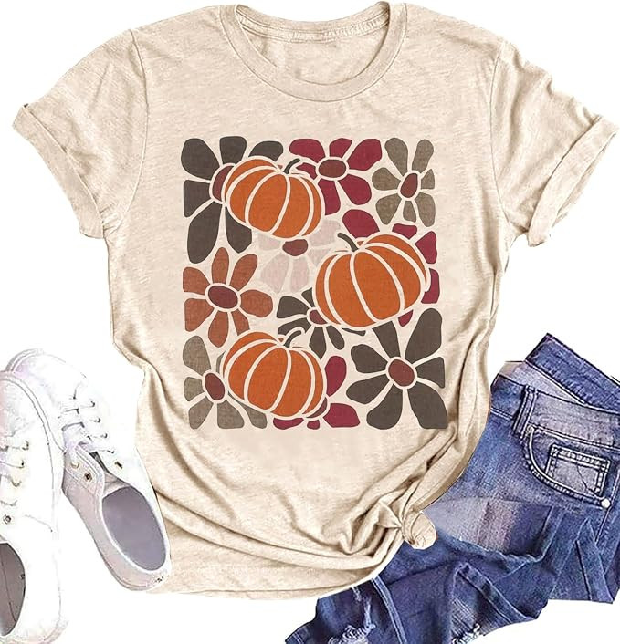 Women's Vintage Floral T Shirt Boho Wildflower Graphic Loose Tees Short Sleeve Casual Tops | Amazon (US)