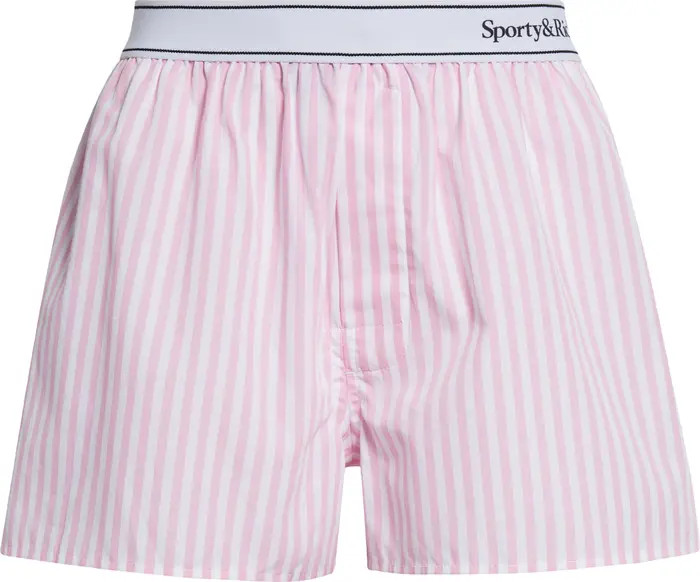 Sporty & Rich Serif Logo Stripe Boxer Shorts | Nordstrom | Nordstrom
