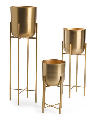 Set Of 3 Metal Planters On Stands | TJ Maxx