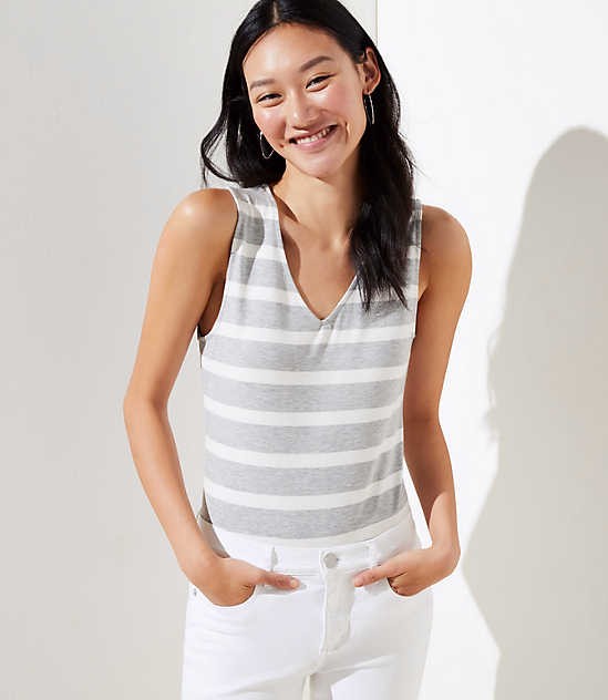 Striped Sleeveless Bodysuit | LOFT