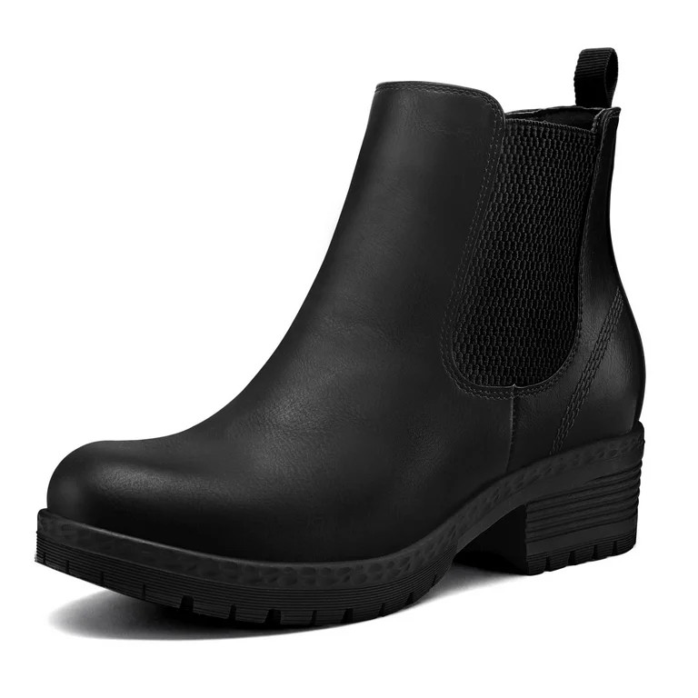 Bocca Women's Matte Black Chelsea Boots Chunky Heel Ankle Booties Size 8 | Walmart (US)