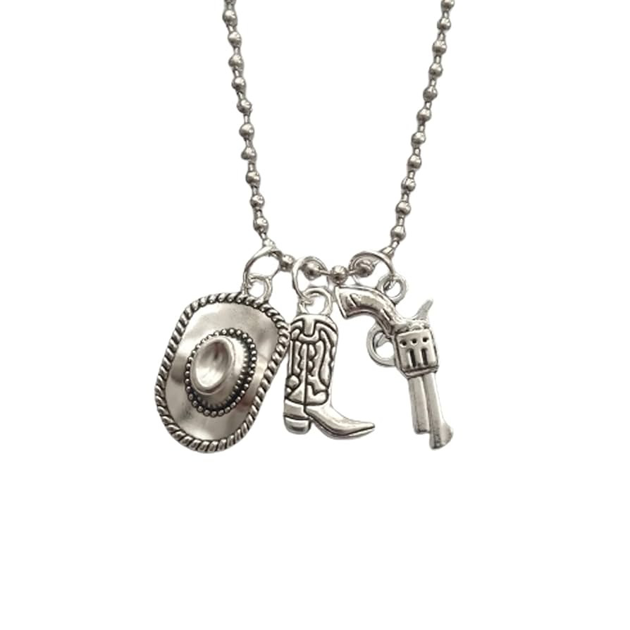 Cowboy Hat and Boot Necklace, Cool Gun Charm Pendant, Long Necklace for Man Woman, Western Style ... | Amazon (US)
