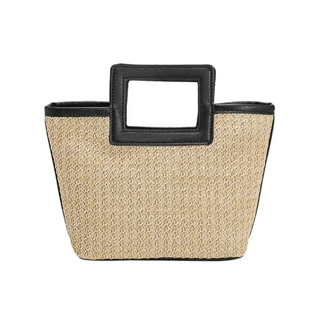 Women Straw Tote Handbag PU Leather Versatile Weaving Bag Female Leisure Bag | Walmart (US)