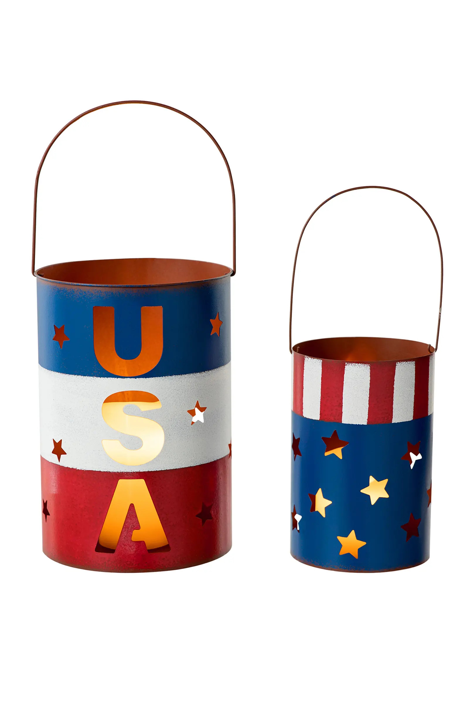 Glitzhome Set of 2 Metal Patriotic Americana Bucket | Nordstrom | Nordstrom