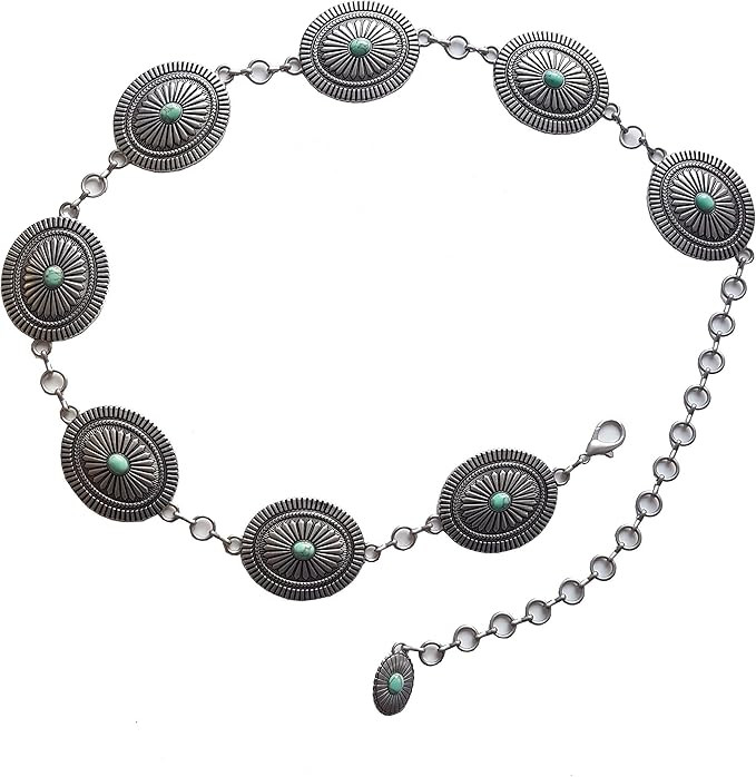 Western Turquoise Stone with Concho Chain Belt | Amazon (US)