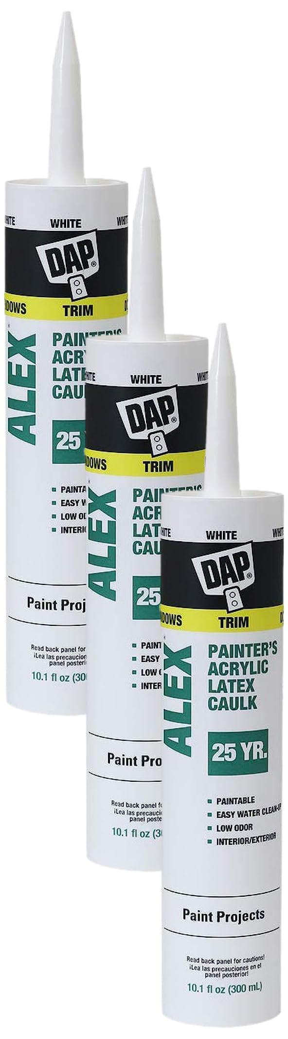 DAP Alex Painter's Acrylic Latex Caulk, White, 10.1 Oz (7079818670) (Pack of 3) | Amazon (US)