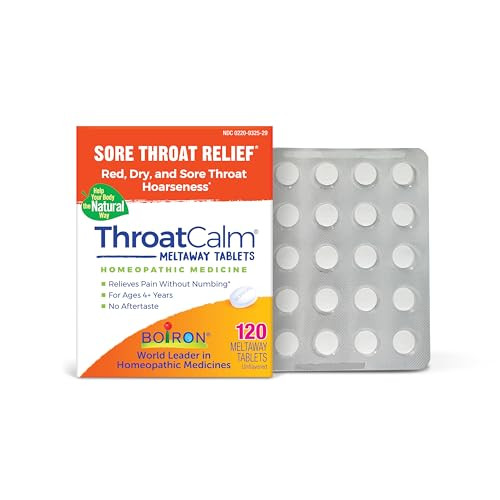 Boiron ThroatCalm Tablets for Relief of Sore Throat, Hoarseness, or Scratchy, Red, Dry Throat - 120 Count | Amazon (US)