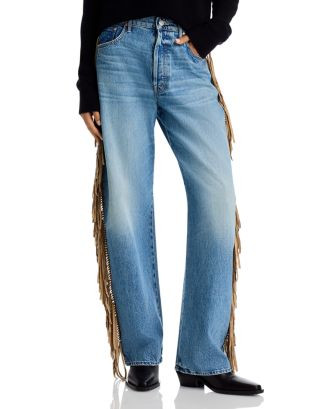 MOTHER The Fringe Halfpipe Button Sneak High Rise Jeans in Folk Star | Bloomingdale's Women | Bloomingdale's (AU)