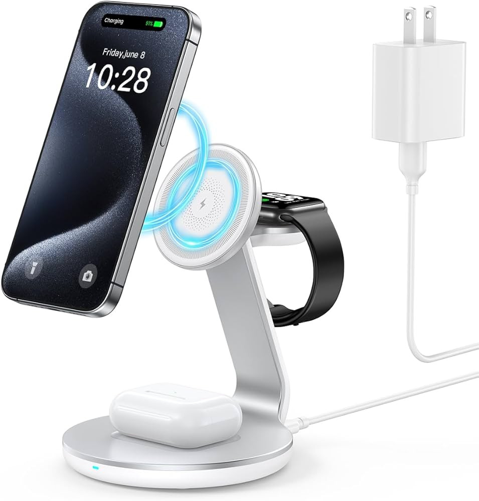 3 in 1 Charging Station Compatible with Magsafe Charger Wireless Charger Stand for iPhone 15 14 1... | Amazon (US)