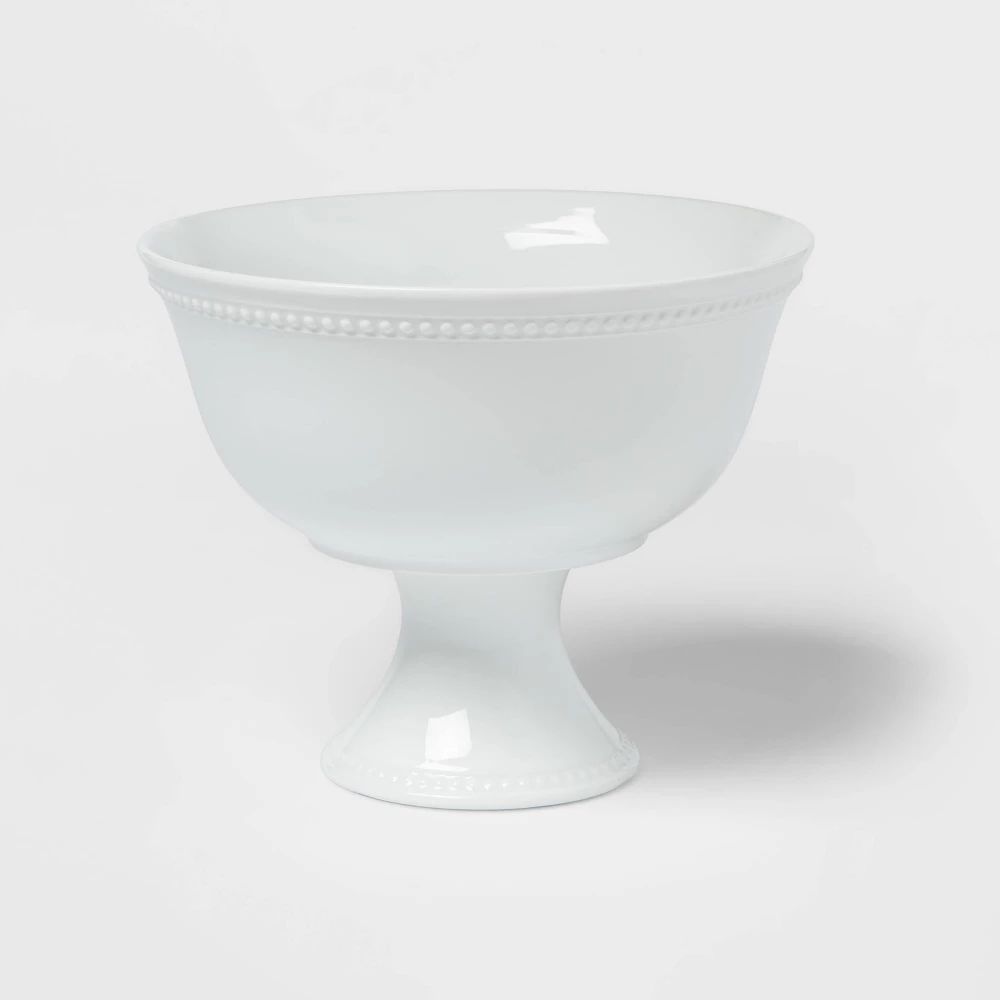 80oz Porcelain Beaded Footed Serving Bowl White - Threshold™ | Target