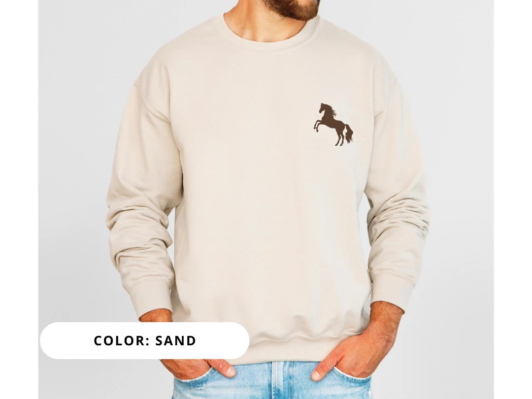 Embroidered Brown Horse Sweatshirt Equestrian Sweatshirt Horse Rider Sweatshirt Western Horse Swe... | Etsy (US)