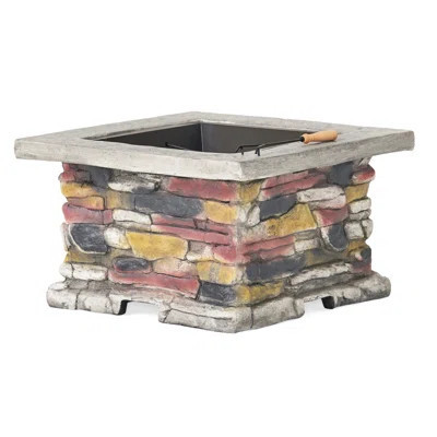 28" Concrete Wood Burning Fire Pit Table In Stone Gray. Up Your Outdoor Evenings. Stylish Matte Steel, Alluring Flames. Heat Iron Bowl, Fiberglass Rei | Wayfair North America