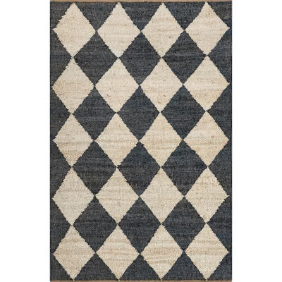Nuloom Louie Diamond Checkerboard Jute Area Rug, 9' x 12', Charcoal | Target