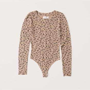 Long-Sleeve Cozy Leopard Bodysuit | Abercrombie & Fitch (US)