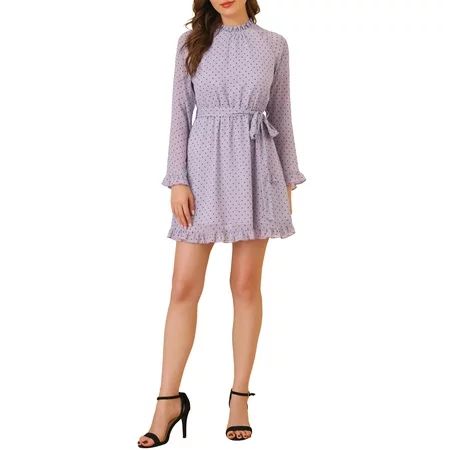 Allegra K Junior s Heart Bell Sleeve Elastic Waist Ruffled Chiffon Mini Dress | Walmart (US)