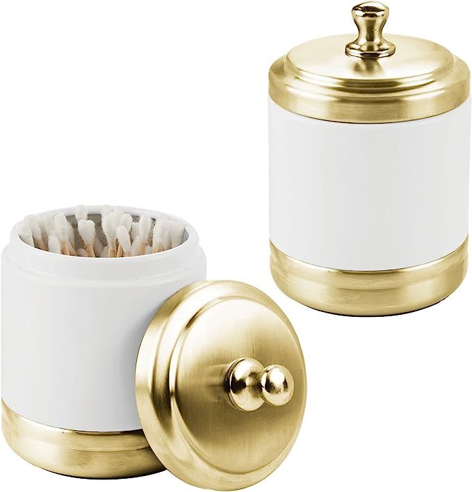 mDesign Metal Bathroom Vanity Storage Organizer Canister Jar for Cotton Balls, Swabs, Makeup Spon... | Amazon (US)