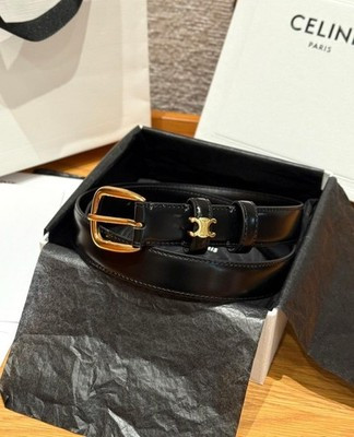 Celine belt women 80 Black Gold Buckle | eBay UK