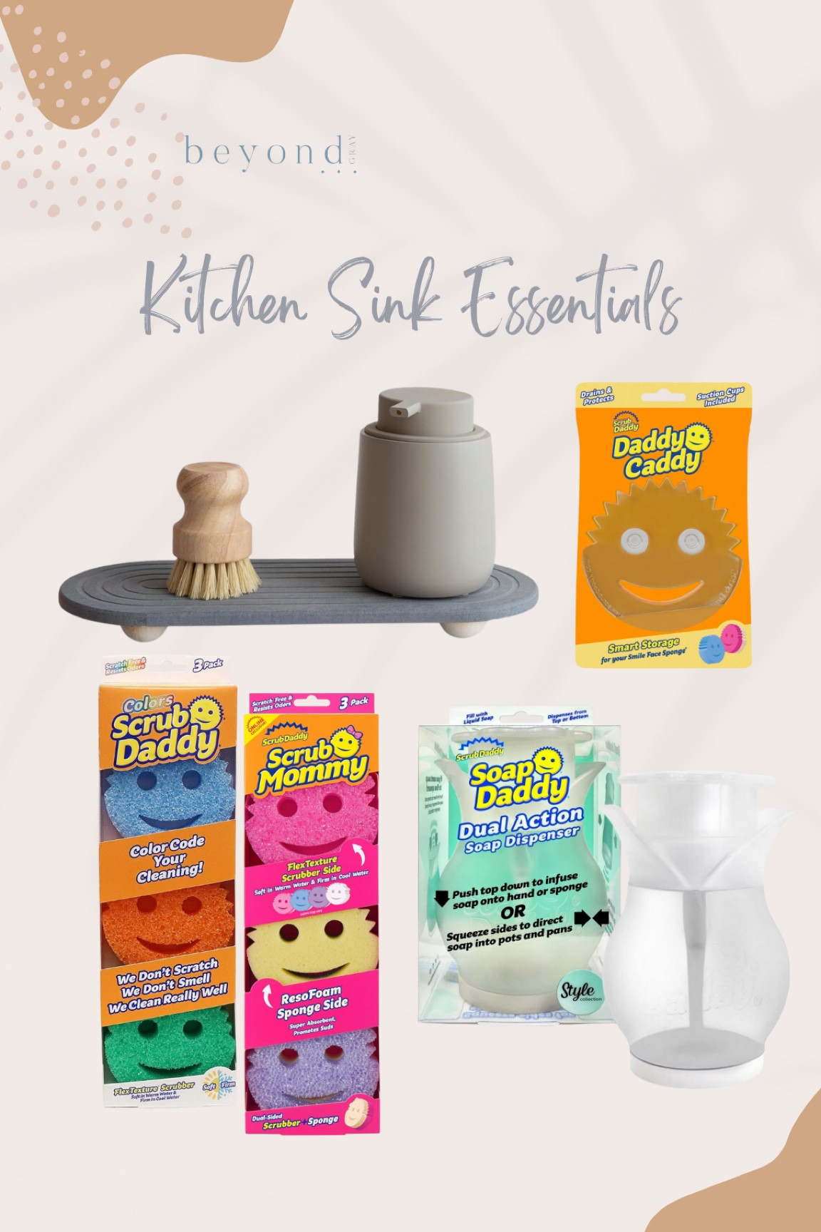 Functional for the win with these kitchen sink essentials. The stone tray is fast drying. The soap dispenser is amazing! You can squeeze to dispense from the bottom or pump the top to disperse the soap directly onto your scrub daddy or mommy. Also linking the scrub daddy sponge holder. Cheers to making our homes more functional in 2024! 

#LTKhome