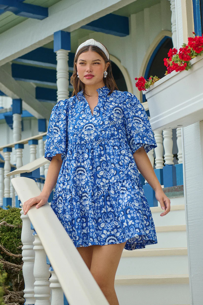 Lulu Floral Dixie Split Neck Shift Dress | Sugarlips