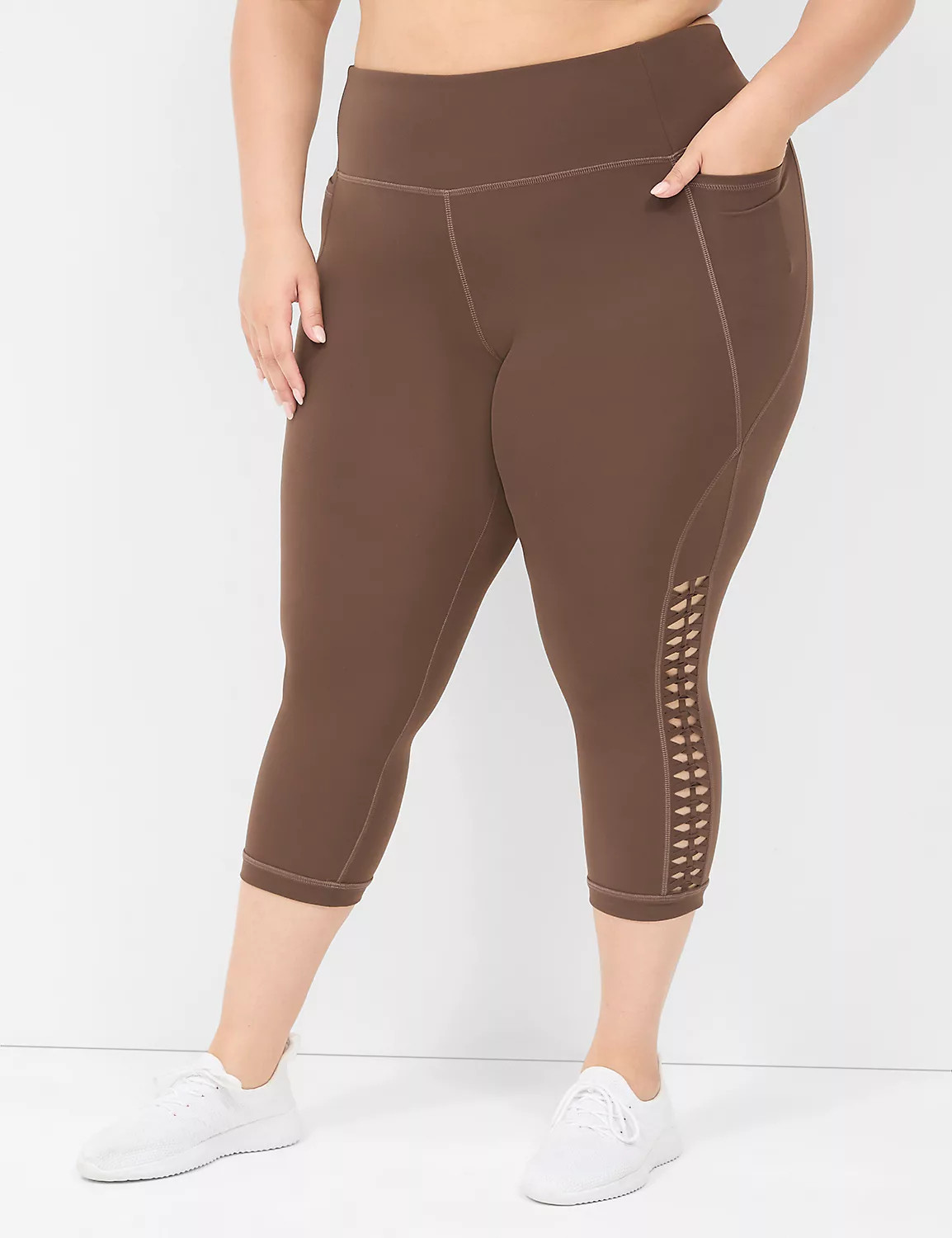 LIVI High-Rise Recycled LIVI Soft Capri Legging With Macrame | LaneBryant | Lane Bryant (US)
