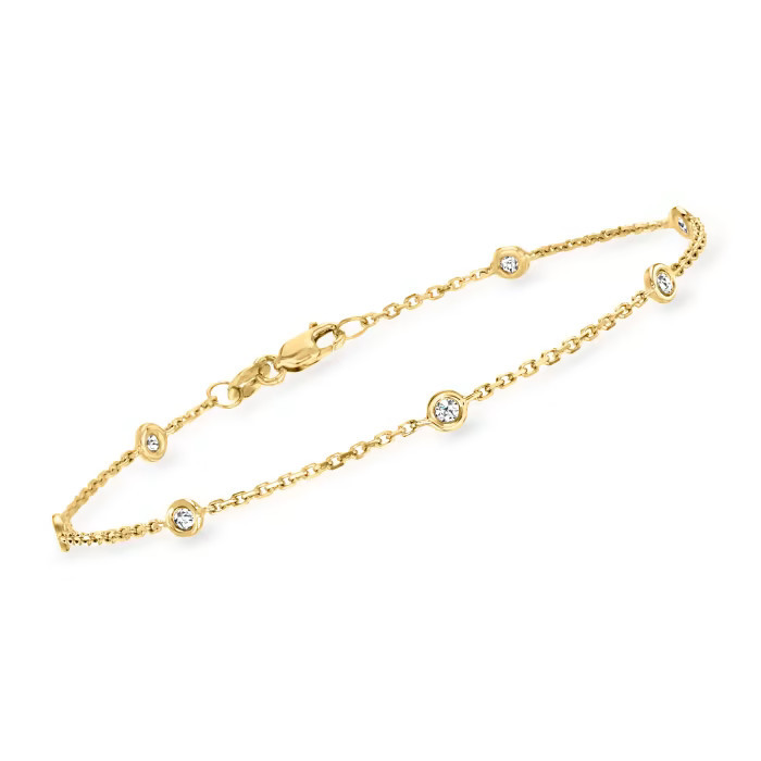 .20 ct. t.w. Bezel-Set Diamond Station Bracelet in 14kt Yellow Gold | Ross-Simons