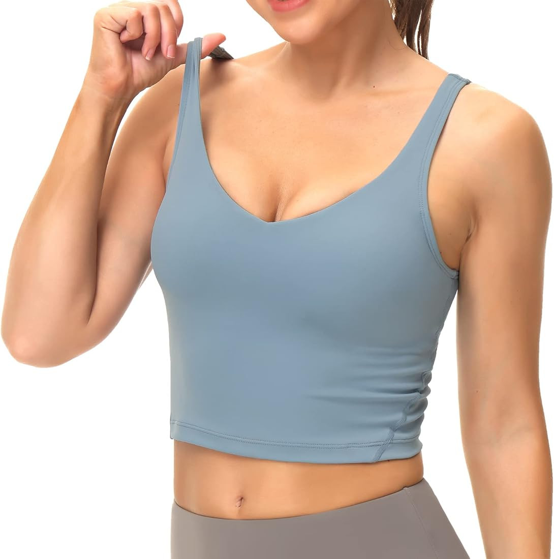 Sports Bra for Women Longline Padded Yoga Bra Medium Impact Crop Tank Tops for Workout,Fitness,Ru... | Amazon (CA)