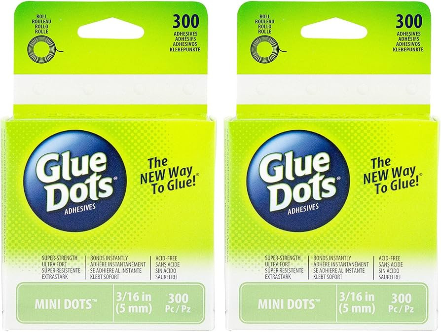 2-Pack - Glue Dots Mini Dot Roll, Each Pack Contains 300 (.19 inch) Mini Adhesive Dots (32794-300... | Amazon (US)