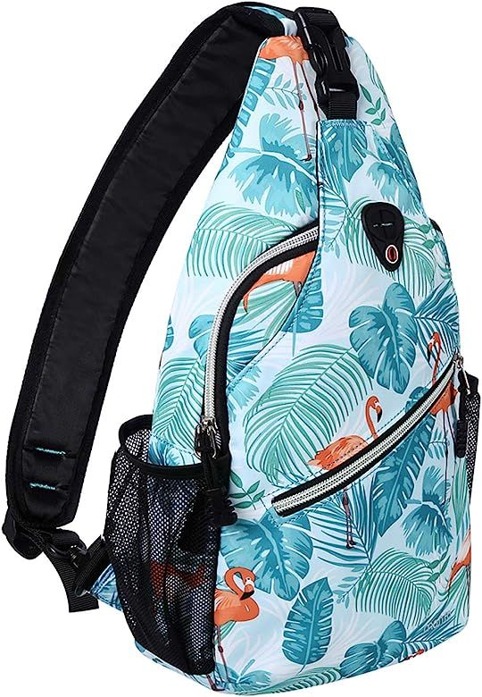 MOSISO Sling Backpack,Travel Hiking Daypack Pattern Rope Crossbody Shoulder Bag, Flamingo | Amazon (US)