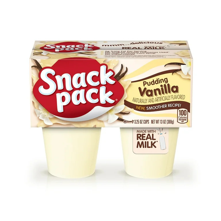 Snack Pack Vanilla Flavored Pudding, 4 Count Pudding Cups (12 Pack) | Walmart (US)